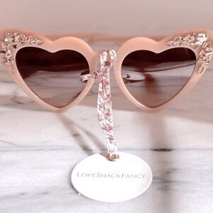 NEW LoveShackFancy Amalia Heart Sunglasses in Golden Peach Barbiecore
